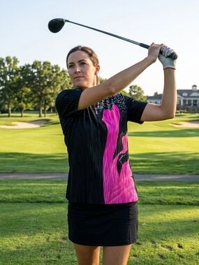 jamie sadock Pink Abstract Leopard Print Crinkle Gold Shirt Size Med